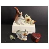 Ceramic Cat, elephant & dinosaur figurines & ...