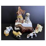 Vtg Ceramic dog figurine planter & misc dog ....