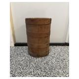 Vtg Round wooden barrel 12" dia x 18"H