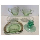 Misc Uranium glass (sugar bowl has chip)