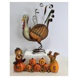 Metal & wood turkey & fall decor