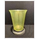 Uranium glass vase 6" h
