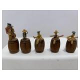 Vtg Miniature wood Ragtime Barrel Musicians,....