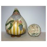 17'H Painted Gourd & Angel Plate