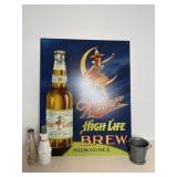 Miller High Life Tin Sign 12'x16' & Misc