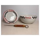 Coca Cola 8' Plate, Bowl & Vintage Ice Pick