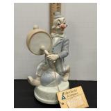 Vtg Porcelain Clown music box 8'H