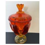 Vtg Viking glass covered candy dish 10.5'H