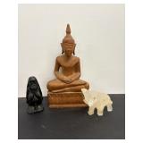 Wooden Buddha 10'H & Goddess of fertility...