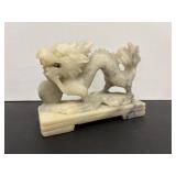 Vtg carved soap stone dragon figure 4'H
