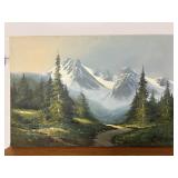 Vtg Canvas oil painting by R Thomas 36'W x 24'H