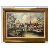 Vtg Framed signed oil painting 44.5'W x 32.5'H
