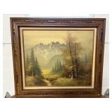 Vtg Framed landscape oil painting 31'W x 27'H