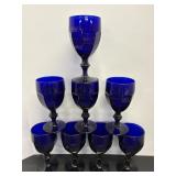Vtg Cobalt blue goblets - (8) total 6.75'H