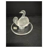 Lalique crystal 'Deux Cygnes (swans) trinket ...