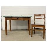 Table 36'W x 25'D x 25'H with porcelain top &