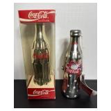 Vtg Coca Cola Tin bottle & glass bottle
