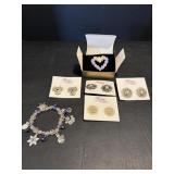 Avon heart pin, Tidings of Love earrings & winter.