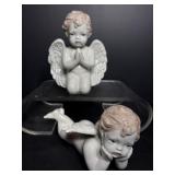 Ceramic Angel figurines 8"W x 4"H, 6"W x 7"H