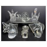 Unicorn paperweights, swan snail & pelican...