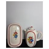Vtg Art Deco tea pot & tray
