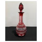 Vtg Bohemain cranberry red cut to clear crystal..