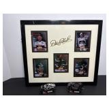 Framed Dale Earnhardt picture & toy cars