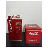 Vtg Coca Cola vending machine bank & Coca Cola