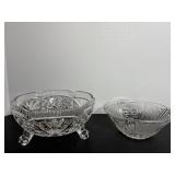 Vtg 8" Crystal footed bowl, centerpiece bowl ...