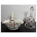 Vtg Napco Floral ceramic baskewt 4.5"H & Lead ...