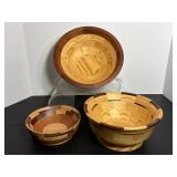 Hand made wooden decorative bowls 10", 8" &...