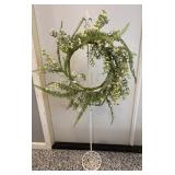 Wreath stand 48"H  with wreath 12"H