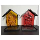 (2) Decorative bird feeders 11"H