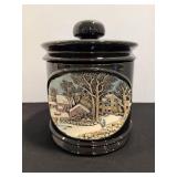 Winter cookie jar Lg 9" dia x 10.75"H