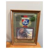 Framed Old Style Eastern Wild turkey glass art...