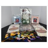Misc Cross stitch fabric, floss & floss keeper