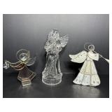 Clear glass angel 7"H, stained glass angel votive.