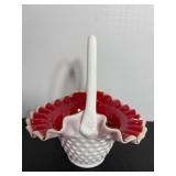 Kanawha red & white milk glass basket with ...