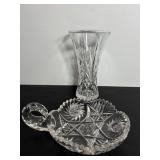 Lead crystal trinket dish 6"Dia & Lead crystal ..