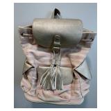 Backpack purse pink & white striped poverty flats
