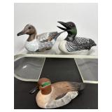 Vtg Briley Co wooden duck decoy 6"W  & Hadley...