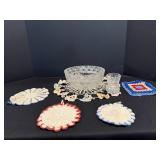 Crystal bowl 8" dia x 4" H, Vtg handmade..