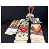 Kitchen towels & (1) holder
