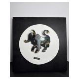 Vtg Taurus the Bull with leather background