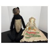 Vtg Folk Art Panda Bear 26" Tall & primitive...