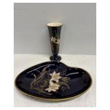 Echt Cobalt Edelstein Bavaria Tray & Vase