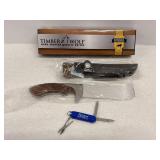 TimberWolf Knife with Leather Sheath & Survival...