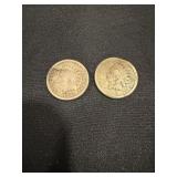 1863 & 1859 (no shield) Indian Head Coins