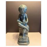 Cement Statue of boy reading book 6"W x 6.5"D x ..