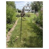 Metal butterfly on garden stake 33"H